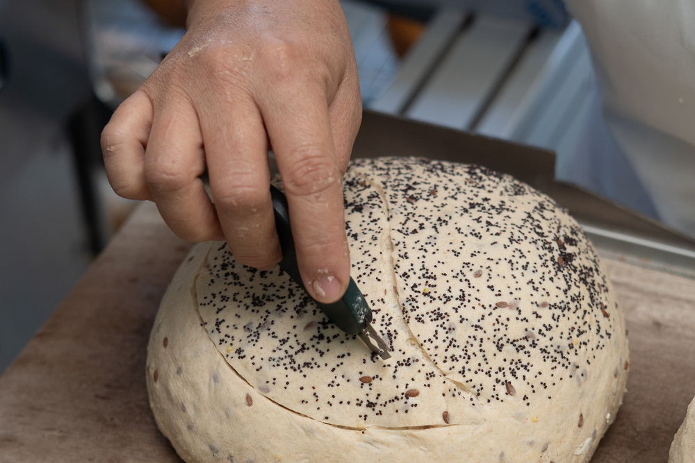 Greñado manual con cuchilla sobre una pieza cubierta de amapola